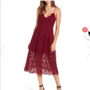 NWOT ASTR A-line Midi Lace Dress Maroon L